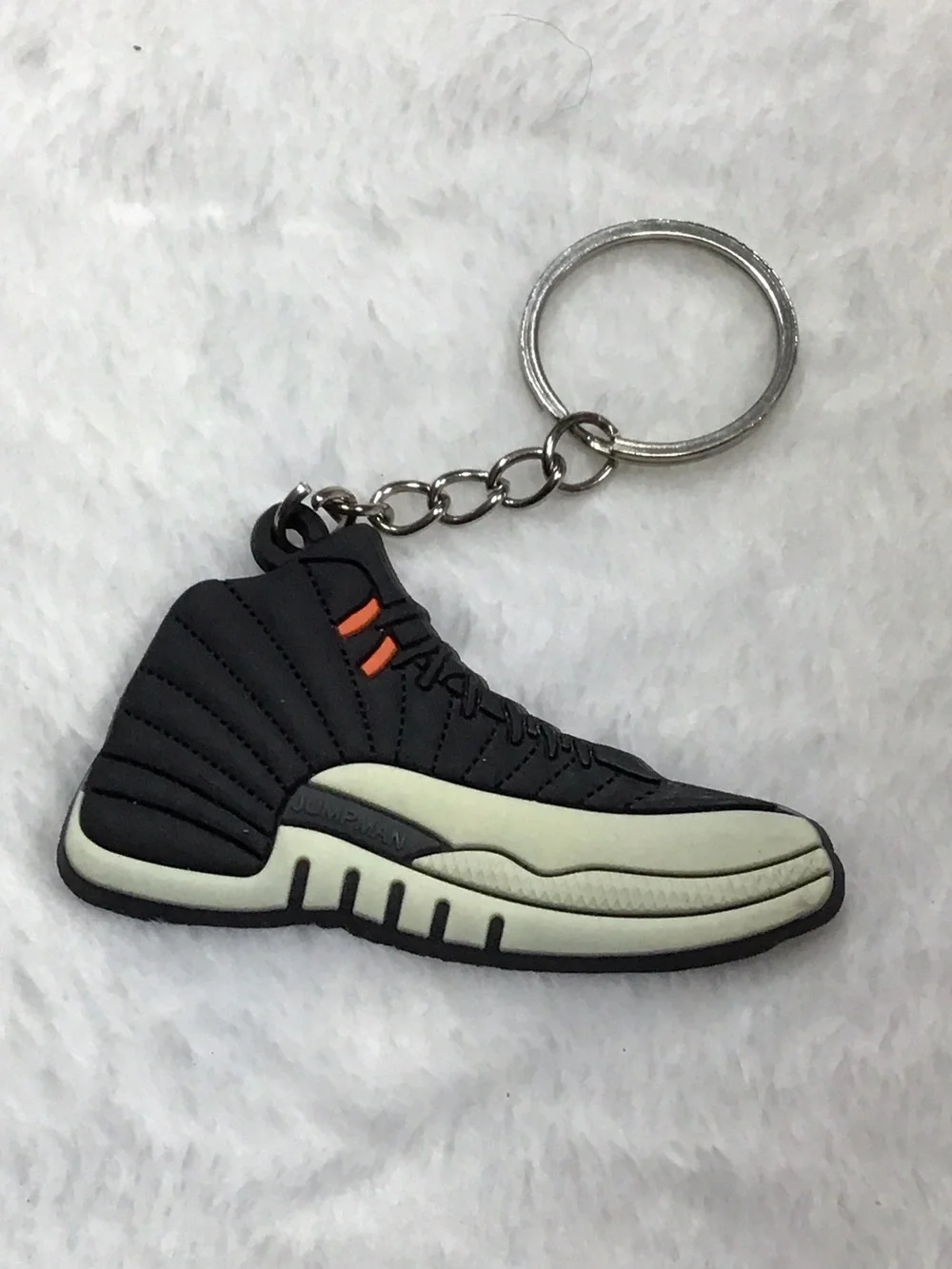 Jordan Black Sneaker Keychain with Orange Accents